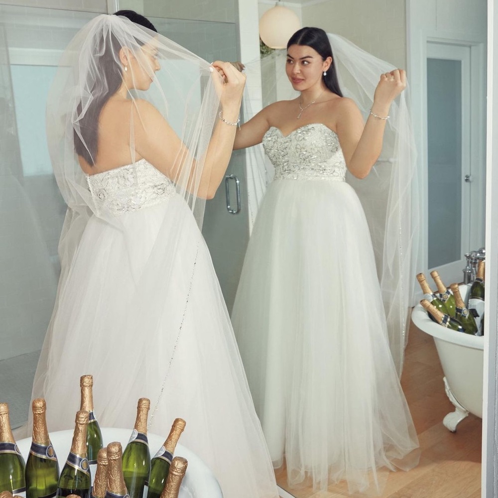 David bridal’s Silhouette Spotlight: Ball Gown/wedding dress in color soft white